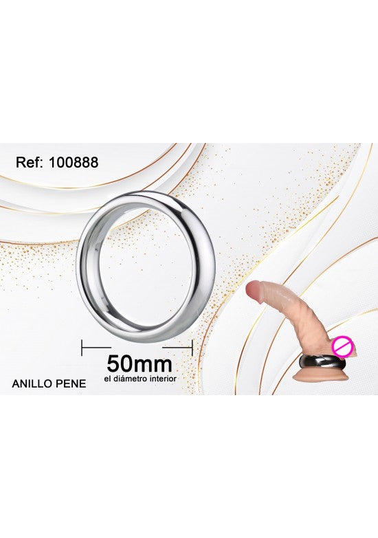 Anillo peneano metálico plateado de 50 mm de diámetro interior