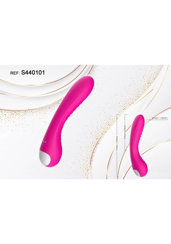 Vibrador de silicona fucsia con cabezal curvo, 17 cm, ref. S440101