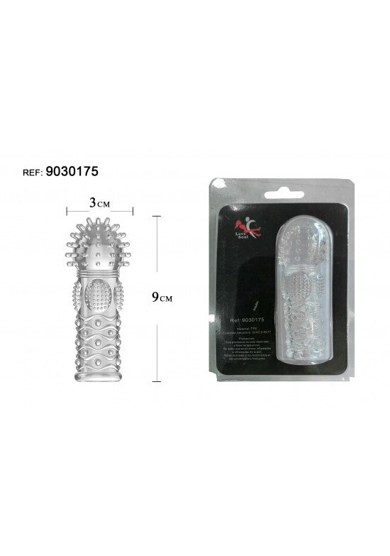Funda extensora TPE transparente con púas en cabeza y relieve ondulado, 9 cm