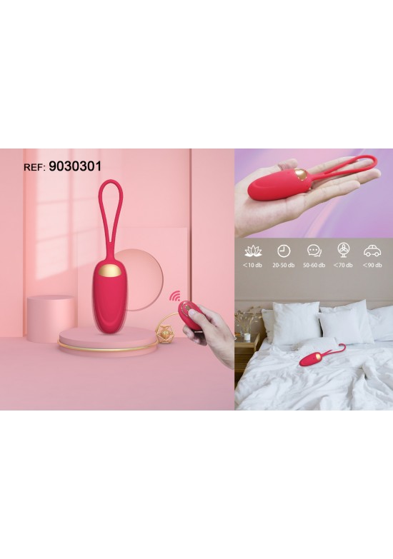 Huevo vibrador de silicona rojo y dorado con mando a distancia inalámbrico