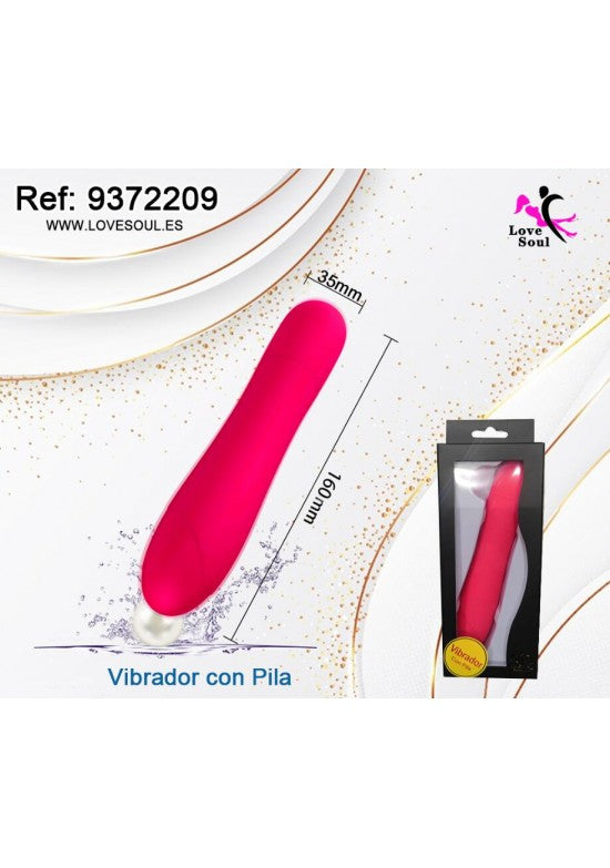 Vibrador bala liso rosa fucsia de 160 mm en silicona con caja negra