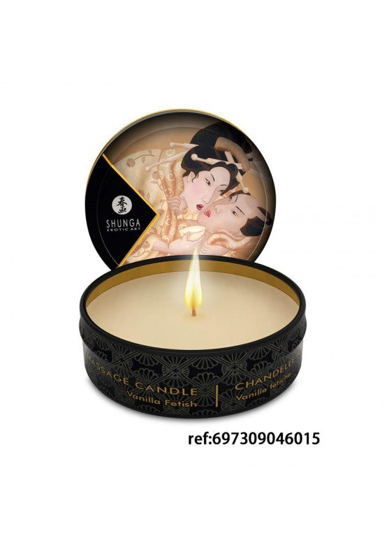 Vela de masaje Shunga mini lata dorada aroma vainilla fetish