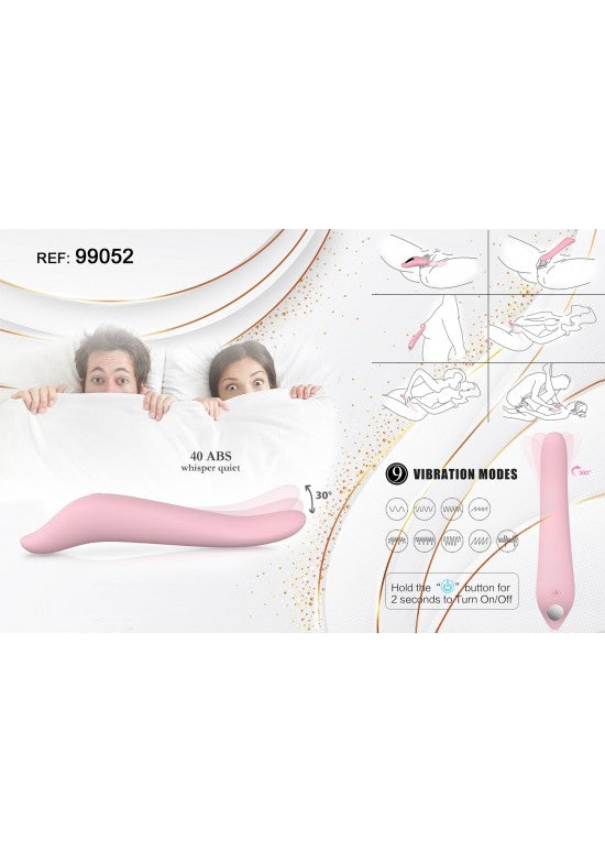 Masajeador personal slim en silicona rosa con 9 modos de vibración