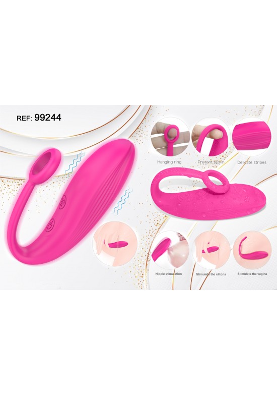 Vibrador de silicona rosa con anilla de sujeción ref 99244