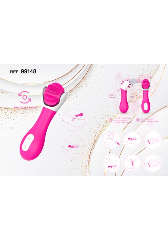 Masajeador personal rosa fucsia con cabezal rotatorio texturizado y mango ergonómico
