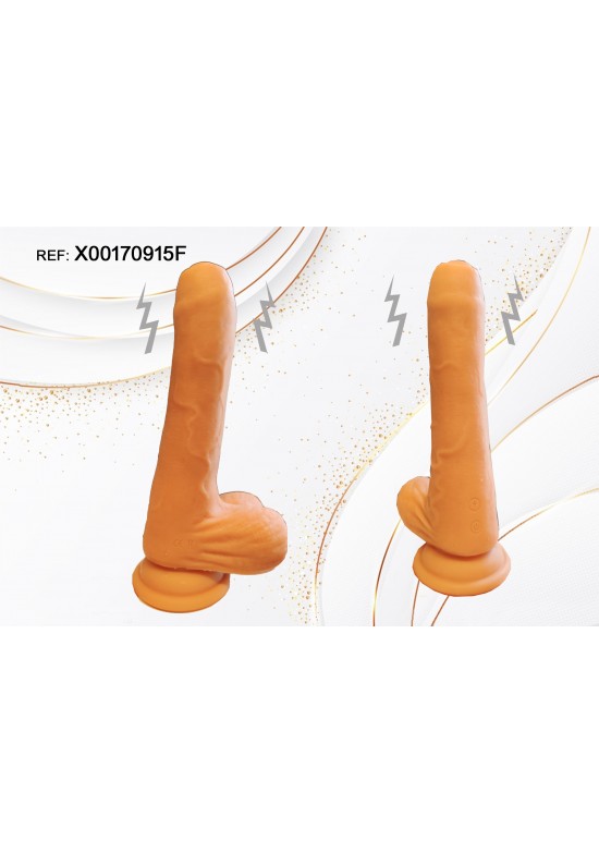 Dildo realista vibratorio en tono caramelo con ventosa base