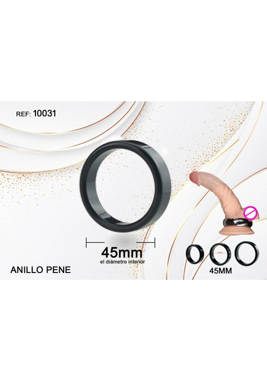 Anillo pene metálico negro de 45 mm de diámetro interior