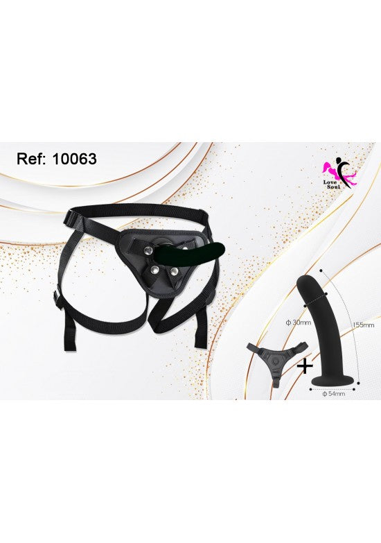 Kit arnés strap-on negro con dildo 155 mm, ref. 10063
