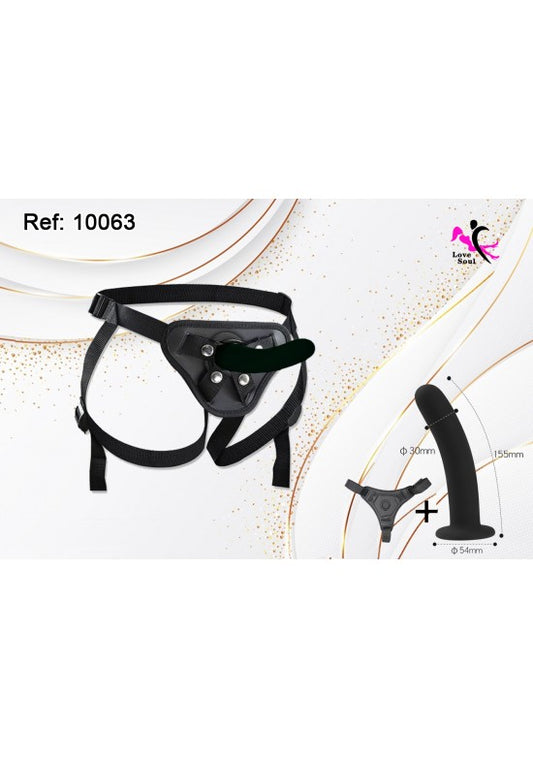 Kit arnés strap-on negro con dildo 155 mm, ref. 10063
