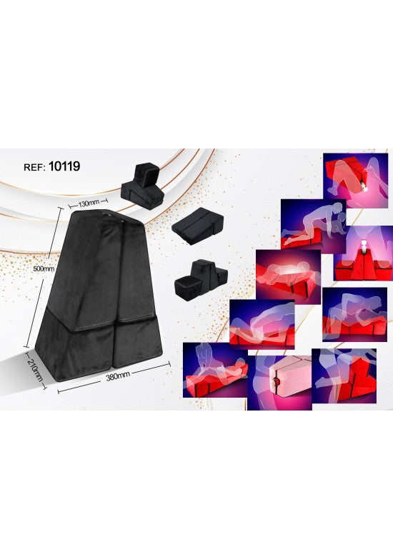 Cojín posicionador íntimo triangular en color negro con funda de tejido suave