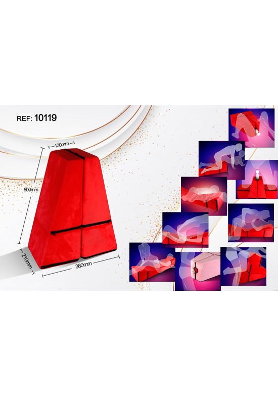 Cojín posicionador íntimo triangular en color rojo con funda de tela