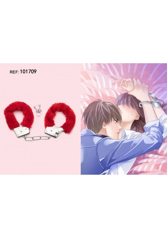 Esposas metálicas con peluche rojo y llave incluida