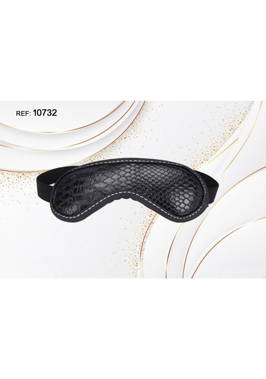Antifaz negro textura serpiente con correa elástica ajustable