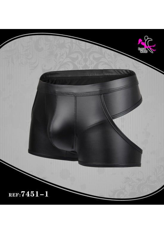 Bóxer masculino negro efecto piel mate con cinturilla elástica