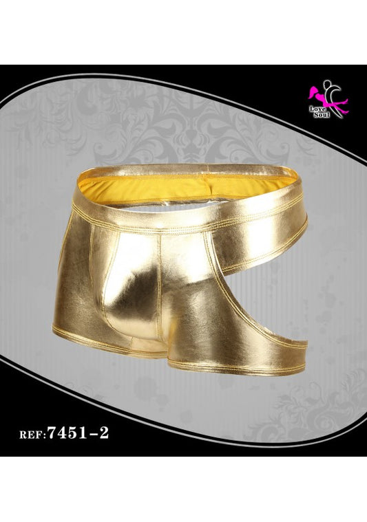 Bóxer masculino dorado metalizado efecto piel brillante