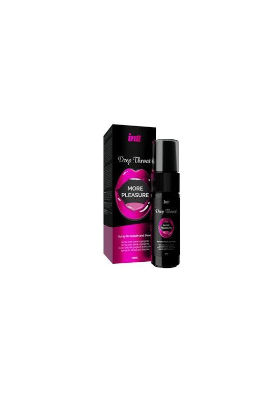 Spray bucal INTT Deep Throat More Pleasure 12ml con caja negra y fucsia