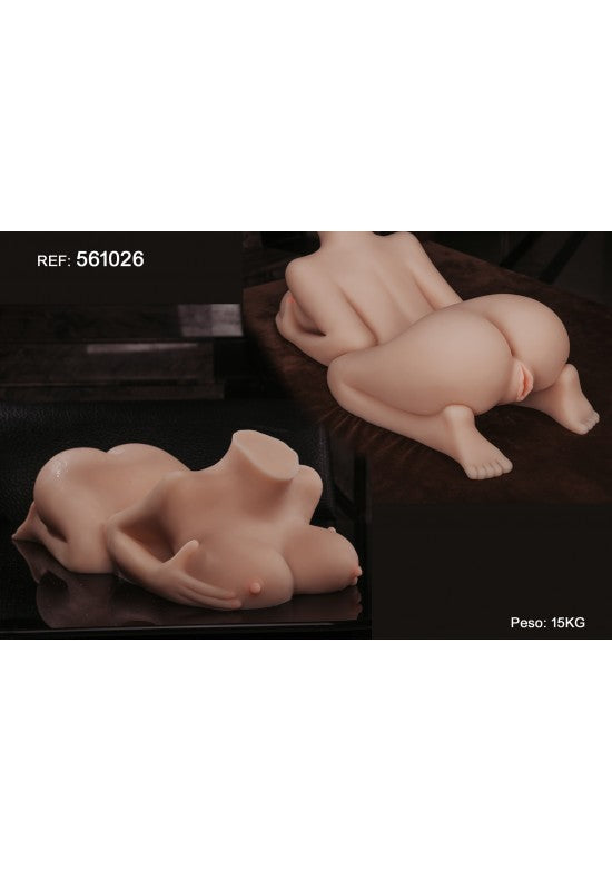 Torso inferior femenino realista en TPE tono claro 15 kg vistas frontal y trasera