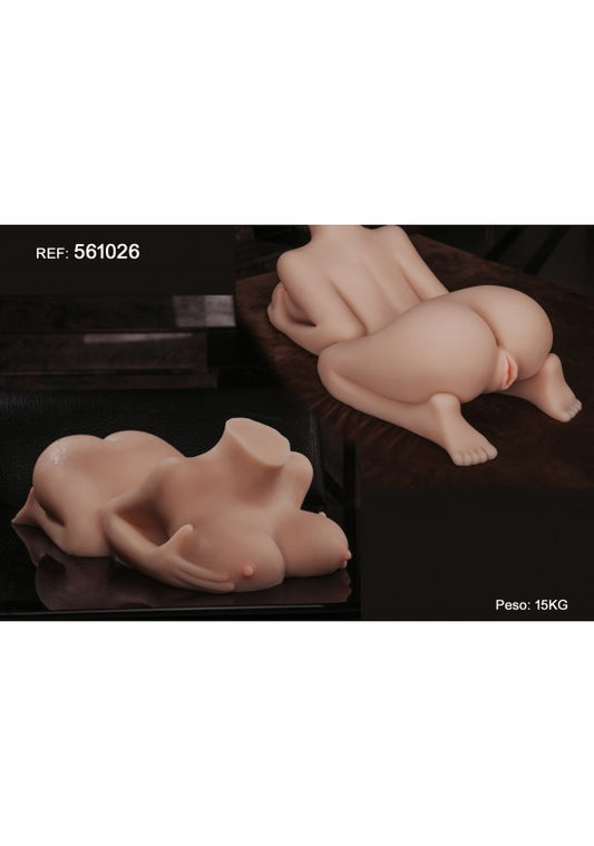 Torso inferior femenino realista en TPE tono claro 15 kg vistas frontal y trasera