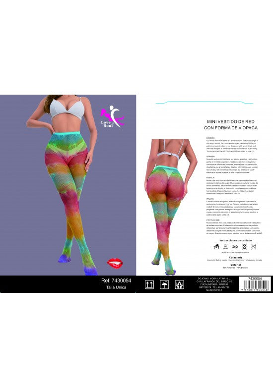 Leggings de red multicolor efecto tie-dye talla única