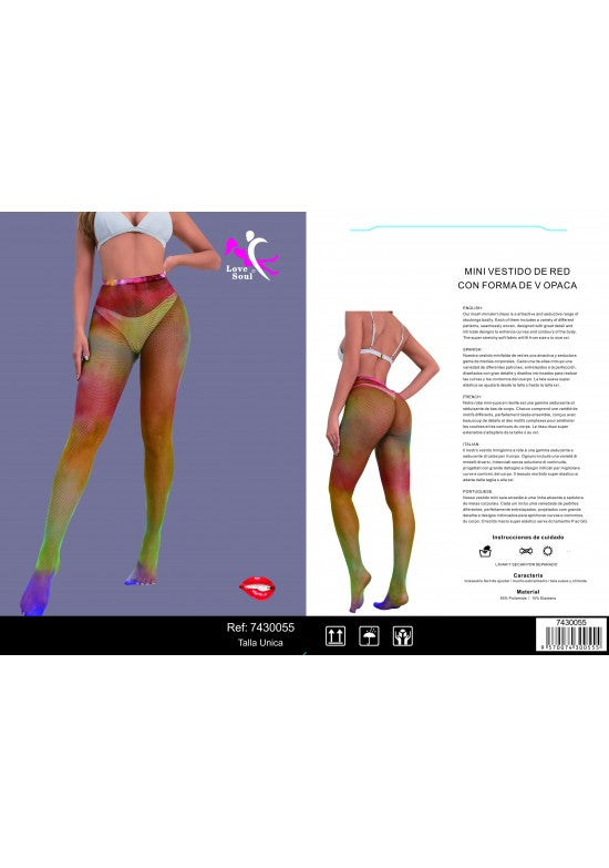 Medias de red multicolor con degradado arcoíris en talla única