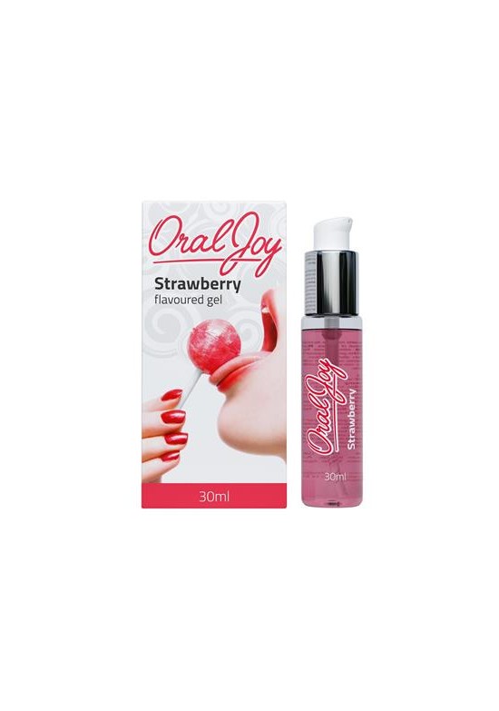 Gel íntimo Oral Joy sabor fresa 30ml con caja y frasco dosificador