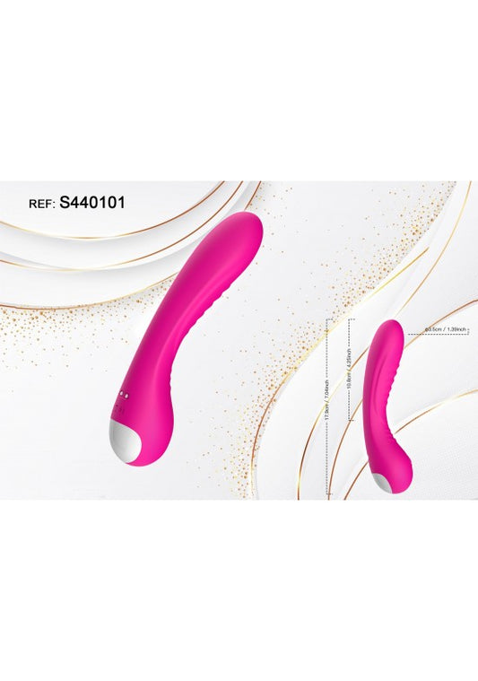 Vibrador de silicona fucsia con cabezal curvo, 17 cm, ref. S440101