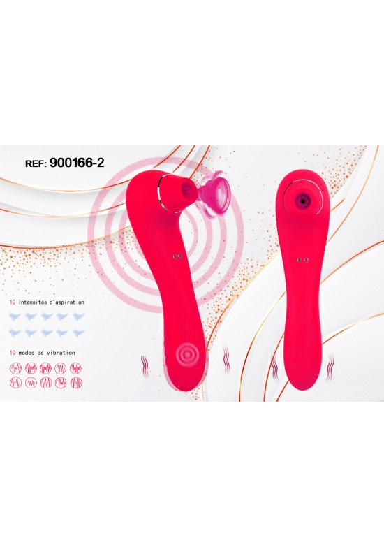 Estimulador femenino rojo con succión y vibración 10 modos