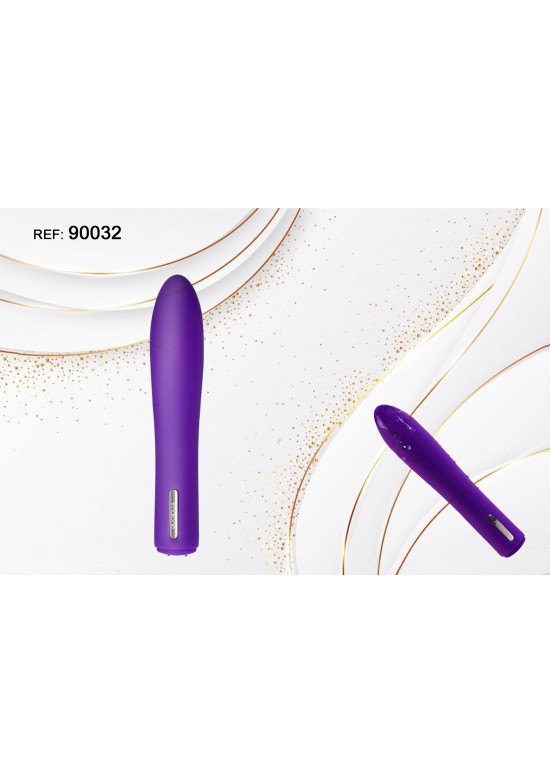 Vibrador clásico liso de silicona color morado con botón en la base