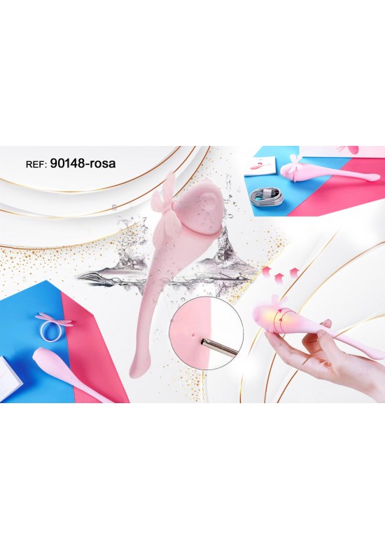 Estimulador lingual íntimo color rosa palo en silicona con cable de carga USB