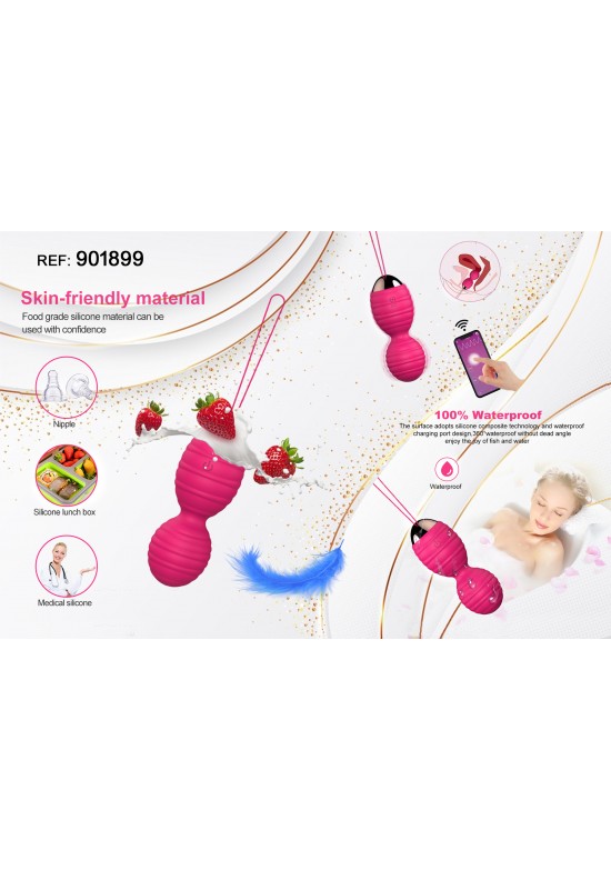 Bolas de bienestar íntimo de silicona rosa fucsia con control por aplicación móvil