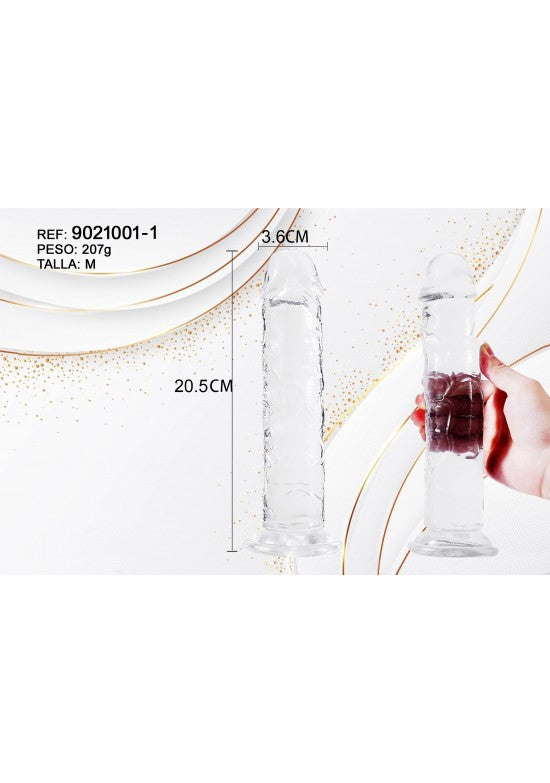 Dildo realista transparente talla M 20,5 cm con ventosa