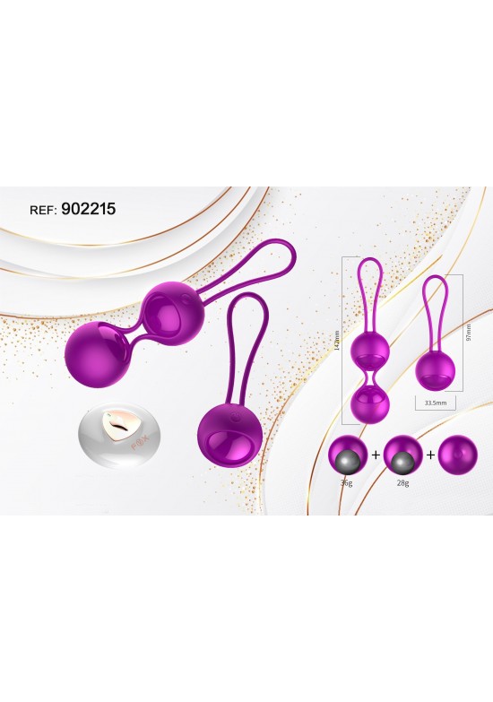 Set de bolas kegel de silicona lila con pesos intercambiables y cordón de recuperación