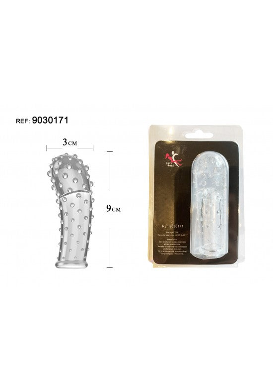 Funda extensora transparente con textura de puntos en relieve, 9 x 3 cm, material TPE