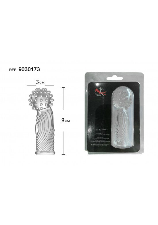 Funda extensora TPE transparente con cabeza de puntos y cuerpo en relieve diagonal, 9 cm