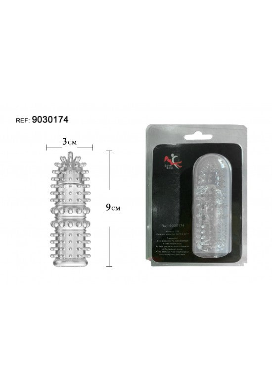 Funda extensora TPE transparente con pinchos laterales en filas, 9 cm
