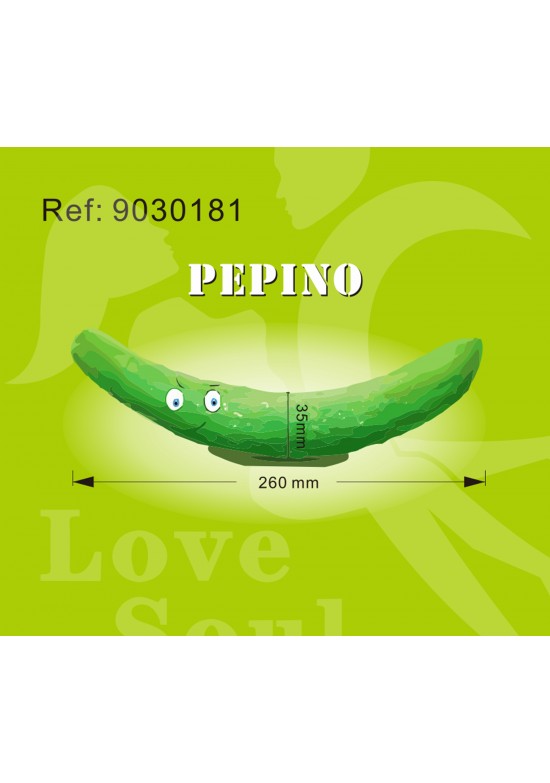 Vibrador con forma de pepino verde curvo, 260 x 35 mm