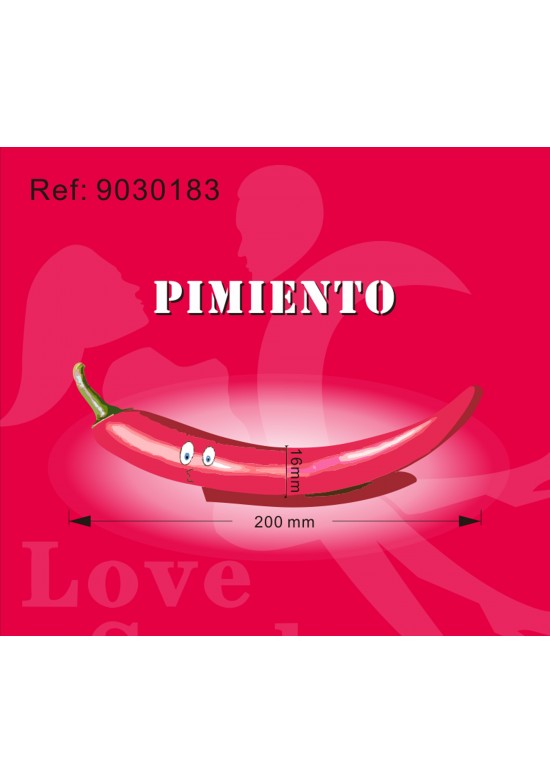 Consolador con forma de pimiento rojo curvo 200 mm con cara animada
