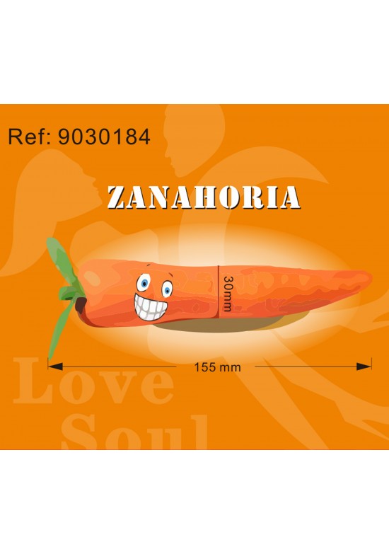 Consolador con forma de zanahoria color naranja 155 mm con cara animada