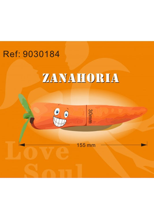 Consolador con forma de zanahoria color naranja 155 mm con cara animada