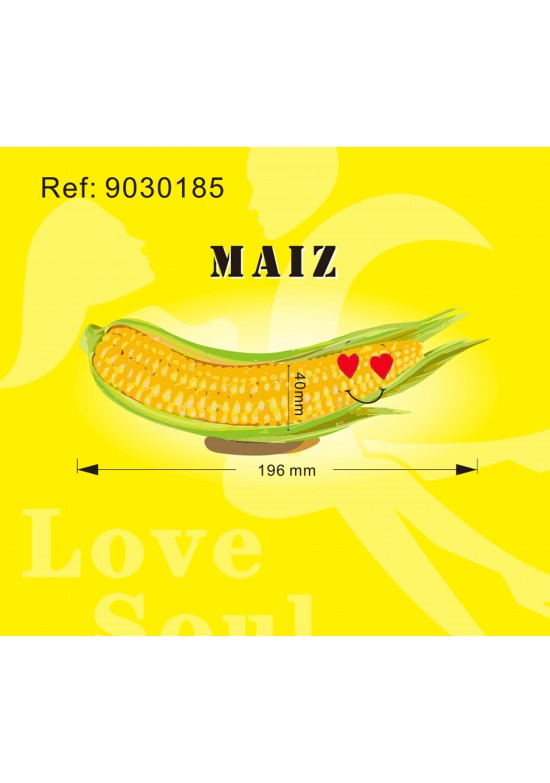 Consolador con forma de mazorca de maíz 196 mm color amarillo con cara divertida