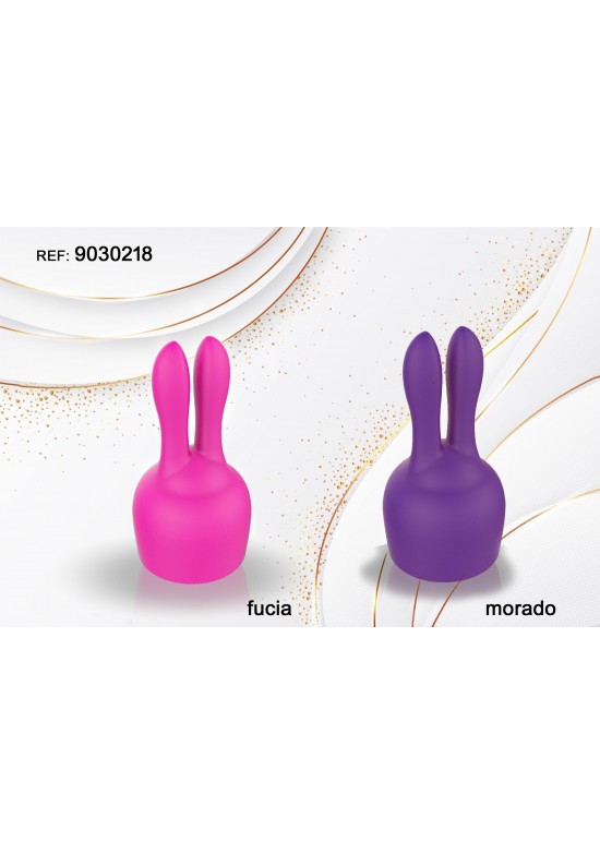 Masajeador personal de silicona con forma de conejito en fucsia y morado