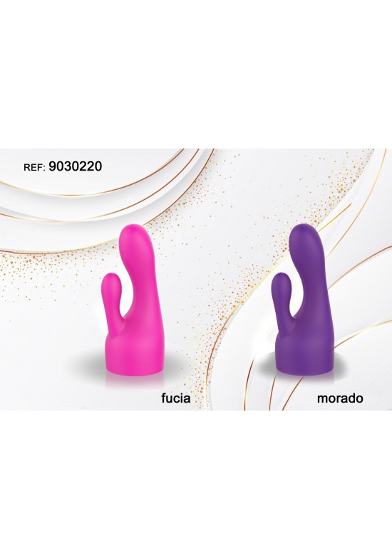 Estimulador doble cabezal de silicona en color fucsia y morado
