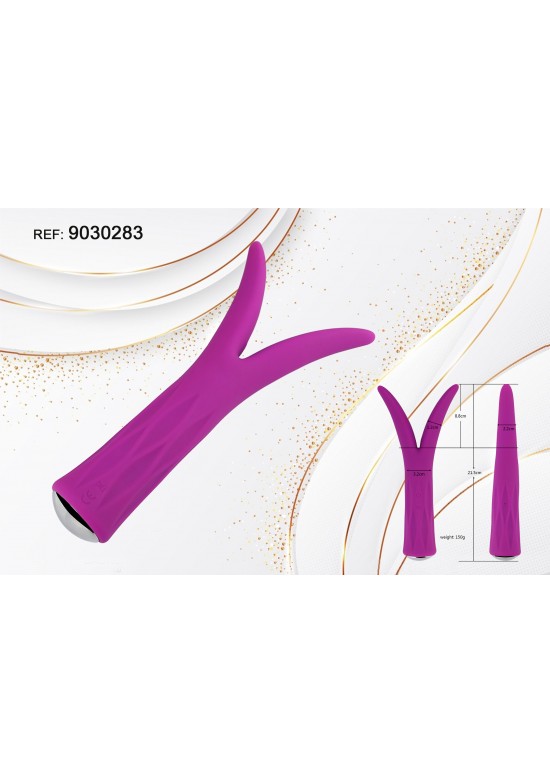 Estimulador bifurcado en Y de silicona color morado 21,5 cm