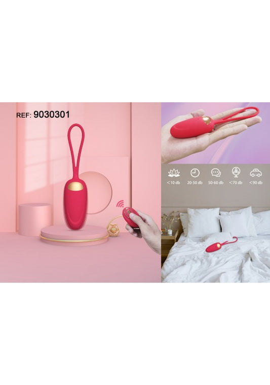Huevo vibrador de silicona rojo y dorado con mando a distancia inalámbrico