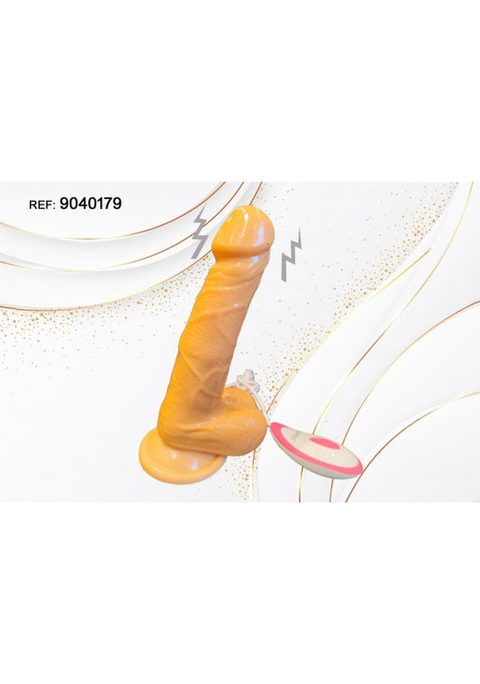 Dildo realista color caramelo con base de ventosa y función vibratoria