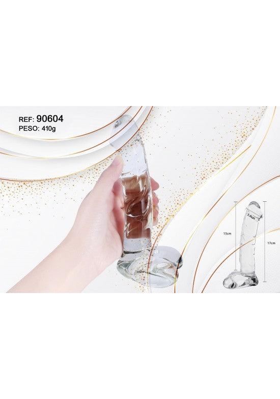 Dildo realista transparente 17 cm con ventosa y base estabilizadora