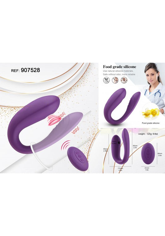 Estimulador para parejas en forma de U color lila con mando a distancia inalámbrico
