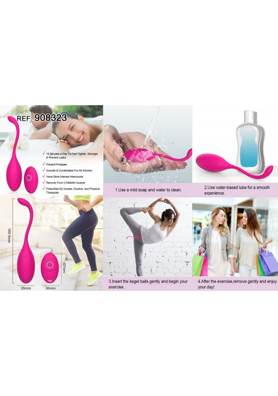 Bolas de Kegel de silicona rosa con mando a distancia inalámbrico incluido