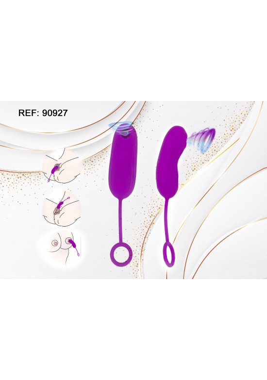 Huevo vibrador de silicona lila con asa ergonómica, ref. 90927