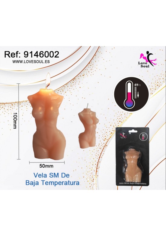 Vela SM torso femenino color piel, 100 x 50 mm, baja temperatura 48°C